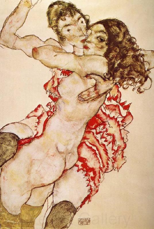 Egon Schiele Two Girls Embracing Each other Spain oil painting art